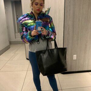 HOLOGRAPHIC PURPLE, GREEN, BLUE PUFFER JACKET